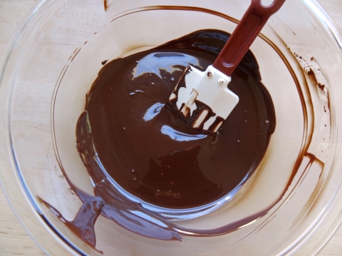 Melted chocolate for ganache