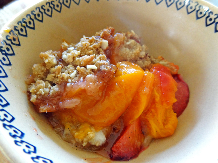 Apricot-Pluot Crisp with Almond Topping: It's what for breakfast