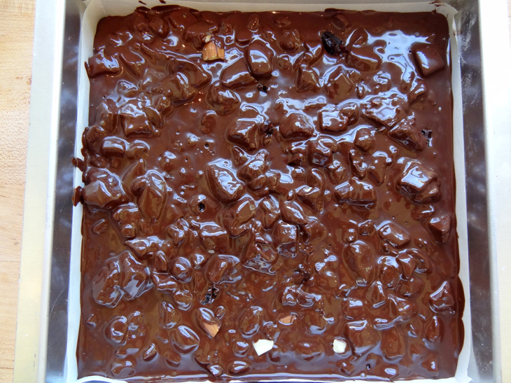 Rocky road mix in the pan